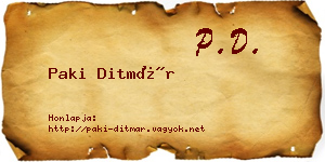 Paki Ditmár névjegykártya